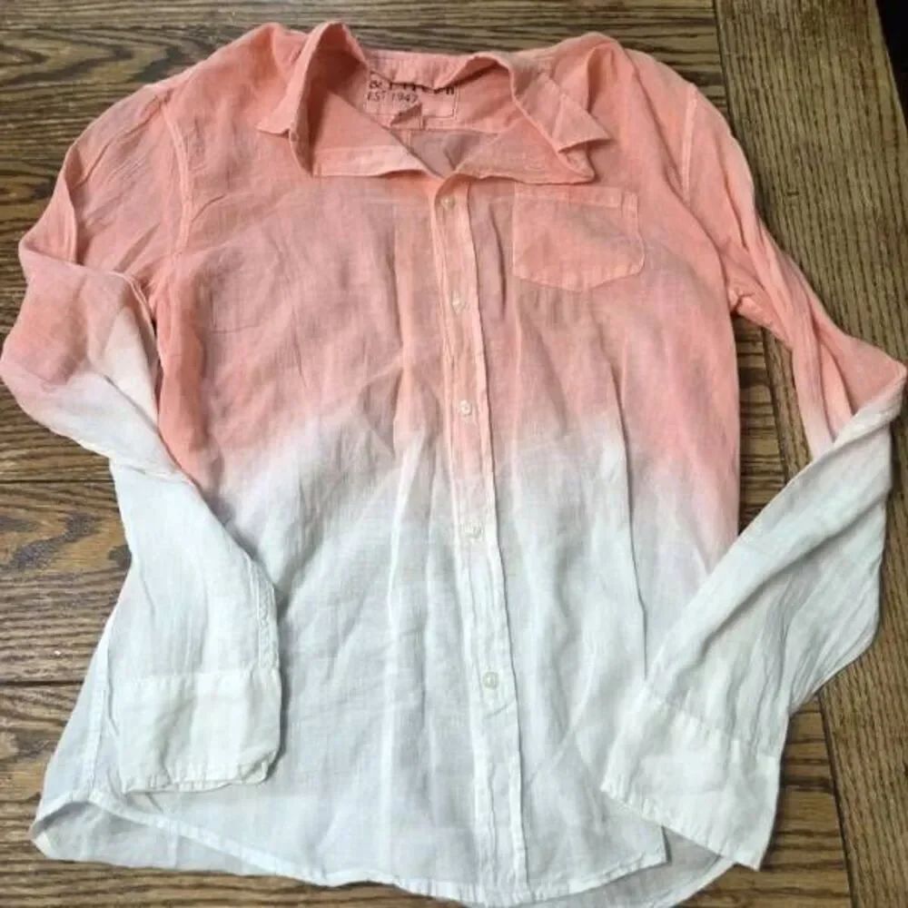 Frank&Eileen pink&white ombre button down lightweight shirt sz XS